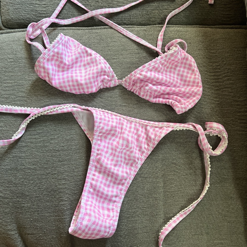 Pink Gingham Bikini Set